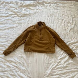 Girlfriend Collective Saddle Half-Zip Cropped Sweatshirt